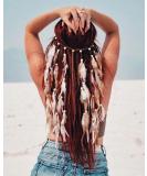 Bohemian Feather Hairband Indian Gypsy Headband with White and Brown Feathers - Festival Hippie Costume Accessory - Buy Online on GoSupps.com