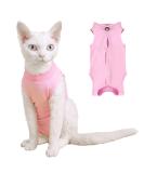 Yoolhamy Cat Recovery Suit | Elizabethan Collar Alternative for Wounds | Anti-Lick Abdominal Care | Pink & White | Size S - Buy Online on GoSupps.com