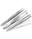 Premium Eyebrow Tweezers Set - Slanted Pointed & Straight 8cm | Precision Hair Tweezers for Perfect Eyebrows | International Shipping Available - Buy Online on GoSupps.com