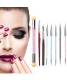 8-Piece Nail Brush Set Acrylic Double-End Brushes Nail Art Sponge & Dotting Tools for Perfect DIY Nail Designs - Buy Online on GoSupps.com