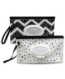 Portable Baby Wipe Dispenser - 2 Pack Reusable Travel Wet Wipe Pouch - Black & White - Buy Online on GoSupps.com