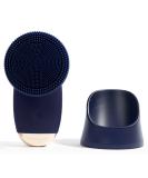 YouthLab SoniGlow Navy Silicone Facial Cleansing Brush - Electric Vibrating Scrubber for Hygienic Exfoliation, Massage, and Blackhead Removal - Buy Online on GoSupps.com