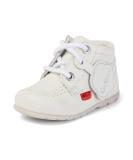 Kickers Kids Kick Hi Leather Ankle Boot - White, Size 1 UK Child - Buy Online on GoSupps.com