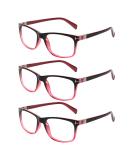 Kerecsen 3 Pack Women's Reading Glasses - High-Quality Rectangular Shape with Feather Hinges (0.75 3 Pink) - Comfortable Reading Aid - Buy Online on GoSupps.com