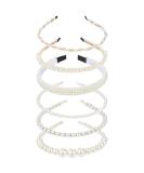Geosar Pearl Headband Set - 6 Pieces White Bling Faux Pearl Rhinestones Hairband for Women, Girls, Bridal, Wedding Accessories - Buy Online on GoSupps.com