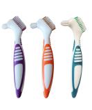 3-Piece Denture Brush Set - Double-Bristled Ergonomic Toothbrushes for Effective Dental Care | Portable & Multi-Layered Bristles for False Teeth - Buy Online on GoSupps.com