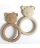 Meanus Bear-Shaped Silicone Teething Rings for Babies | BPA-Free Sand & Light Grey Toy - Buy Online on GoSupps.com