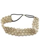 AKOAK 1Pcs Chic Women Lady Bohemian Lace Pearl Headbands Wide Headbands Elastic Hair Head Band - Buy Online on GoSupps.com