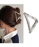 Silver Triangle Hair Claw Clip for Women and Girls - Non-Slip Medium Metal Hair Clamp for Thick Hair - Stylish Hair Accessory - Buy Online on GoSupps.com