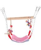 Parrot Swing Ladder Pets Birds Climbing Toy Wood Ladder Warm Hammock Cotton Rope Cage Hanging Decor for Small Animals Ferret Parrots Rat Hamster (Pink) - Buy Online on GoSupps.com