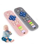 2 Pack Silicone Teething Toys for Babies 0-12 Months | Baby Sensory Toys | Chew Toys for Infant Newborn | Baby Girl Boy Gifts (Pink-Gray) - Buy Online on GoSupps.com