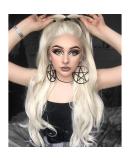 Tantako Long Platinum Blonde Lace Front Wig for Women - Wavy Synthetic Hair Daily Wear Deep Middle Part (364 Blonde) - Buy Online on GoSupps.com