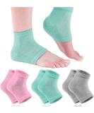 Shynek Moisturizing Gel Heel Socks - 3 Pairs Spa Lotion Toeless Socks for Women - Foot Care for Dry Cracked Feet - Grey Pink Blue - Buy Online on GoSupps.com