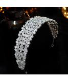 Aoligrace Cubic Zirconia Wedding Bride Headband - Large CZ Tiara for Women, Sweet 16 Hair Accessories (Silver) - Buy Online on GoSupps.com