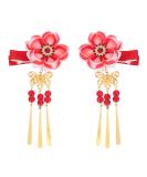 Kimono Hair Clip - Japanese Hairpin Ornament & Tie Band Clip for Women - Elegant Red Accessory - Buy Online on GoSupps.com