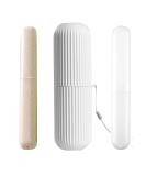 Toothbrush Travel Case 3 Pack - Compact Organizer for Business Trips & Travel - White-Beige - Buy Online on GoSupps.com