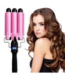 Professional 3 Barrel Curling Iron Hair Waver - 1 Inch Ceramic Curler with LCD Display (Pink) | Perfect for Gorgeous Waves | International Shipping Available - Buy Online on GoSupps.com