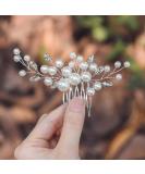 Evild Wedding Hair Comb Pearls Flower Hair Side Comb Bridal Rhinestone Hair Clips Hairpieces Wedding Hair Accessories for Brides and Bridesmaids (Silver) - Buy Online on GoSupps.com