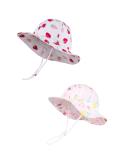 LANGZHEN Baby Girls Beach Sun Hat with Chin Strap | Adjustable Toddler Kids Wide Brim Play Hat | Flamingo-Pink+White -Strawberry | 2-4 Years - Buy Online on GoSupps.com