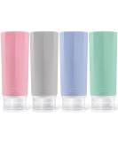 OPRET 4-Piece Silicone Travel Bottles Set | 100ml Leak-Proof Refillable Containers for Cosmetics & Shampoo - Travel Size Kit in Blue Green Pink & Gray - Buy Online on GoSupps.com