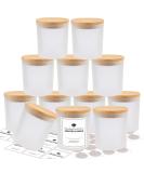 12 Pack 10oz Frosted Glass Candle Jars with Bamboo Lids - Bulk Containers for Candle Making - Dishwasher Safe - Includes Sticky Labels - SUPMIND - Buy Online on GoSupps.com