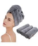 Kinhwa turban towel with button microfiber hair turban for the hair as quickly dry hair towel and soft for long hair and all hair types 25cmx65cm 3 pieces gray gray 25cmx65cm - Buy Online on GoSupps.com