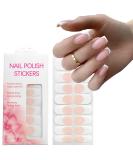 YOSOMK White Pink French Gel Nail Strips - UV Free Long Lasting Nail Stickers for Women | 16 Wraps + Nail File Wooden Stick & Prep Pads - Buy Online on GoSupps.com