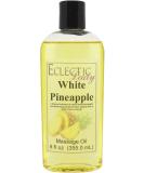White Pineapple Massage Oil 8 oz | Preservative Free | Sweet Almond & Jojoba Oil for Aromatherapy & Relaxation - Buy Online on GoSupps.com