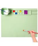 AWOKE Silicone Painting Mat - 20 X16 Green Silicone Art Mat for Kids with 1 Water Cup - Craft Mat with Color Dividers and Paint Dividers - Buy Online on GoSupps.com