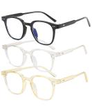 2 Pack Blue Light Blocking Glasses Anti Blue Light Gaming Glasses Retro Fashion Frame Non-Prescription Lens Anti Fatigue Headache Computer Screen Glasses for Women and Men Unisex Round Glasses A2 3pack black+white+yellow - Buy Online on GoSupps.com