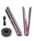 Shop Cordless 2-in-1 Hair Straightener & Curler - Portable USB Rechargeable Ceramic Flat Iron for Travel - Black - Buy Online on GoSupps.com