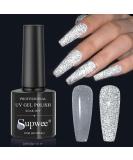 Supwee 10ml Reflective Glitter Gel Nail Polish - Silver Sparkling Diamond Soak Off UV Gel - Buy Online on GoSupps.com