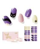 NAILOG Semi Cured Gel Nail Strips 34 pcs Salon-Quality Gel Nail Stickers Long Lasting Nail Wraps for Women with Soft Gel Finish Animal Print Black Cat - Buy Online on GoSupps.com