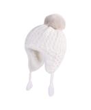 LANGZHEN Toddler Winter Hat Earflap Knit Cap Fleece Lined Beanie - White (6-12 Months) - Buy Online on GoSupps.com
