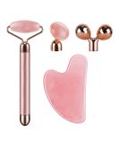 4-in-1 Rose Quartz Face Massager & Gua Sha Set | Electric Eye Roller for Glowing Skin - Perfect Skin Care Tool for Women - Buy Online on GoSupps.com