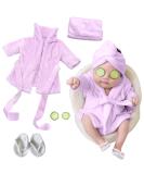 SPOKKI Newborn Photography Props Bathrobe Bath Towel Outfit with Slippers - Purple (0-6 Months) - Buy Online on GoSupps.com