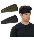 Temple Tape Headbands for Men and Women - 2-Pack Sweatband Set for Running, Yoga & Cross Training in Black & OD Green - Buy Online on GoSupps.com