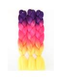 Imierfa 3 Tone Ombre Braiding Hair Extensions 24 Inch 3PCS - Purple-Red Pink-Yellow | Kanekalon Feed in Hair for Braids, Twist, Box Braids, Crochet - Buy Online on GoSupps.com