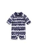 BONVERANO Baby Boys Swimsuit 18-24 Months Navy Wave | UPF 50+ Sun Protection One Piece Swimwear - Buy Online on GoSupps.com