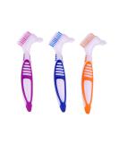 Premium Bite Cleaning Brush Set - Multi-Layered Bristles & Ergonomic Design for False Teeth - Portable Double-Sided - 3 Pieces (Blue Orange Purple) - Buy Online on GoSupps.com