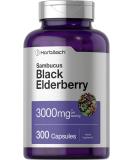 Horbaach Black Elderberry Capsules 3000mg | 300 Count Non-GMO Gluten Free | Sambucus Supplement - Buy Online on GoSupps.com