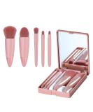 Travel Makeup Brush Set - 5PCS Mini Brushes with Mirror | Pink Portable Beauty Kit for International Shipping - Buy Online on GoSupps.com