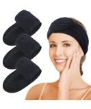 KinHwa 3 Pack Spa Facial Headband Makeup Hair Band Women Skincare Adjustable Microfibre Headband for Washing Face Sports Yoga Black Black 3 Count (Pack of 1) - Buy Online on GoSupps.com