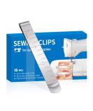 Sewing Clips Pack of 15 - Stainless Steel Hemming Clips with 3 Inches Measurement Ruler - Quilting Supplies for Fabric Pinning and Marking - Buy Online on GoSupps.com
