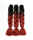 Showjarlly Kanecalon Ombre Jumbo Braid Hair Extensions - 24 Box Braids 3 Pack Black/Red Brown | Premium Kunsthaar Kanecalon Hair for Stylish Braids - Buy Online on GoSupps.com