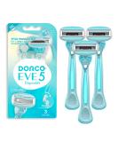 Dorco EVE 5 Disposable Razors for Women (3 Pack) - 5 Curved Blades with Moisture Bar, Aloe Vera, Portable & Travel-Friendly - Ideal for Sensitive Skin and Extra Smooth Shaving - Buy Online on GoSupps.com