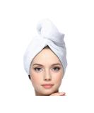 KEEPOZ Hair Towel Wrap Quick Dry 100% Cotton Super Absorbent Turban Head Wrap for Women with Button, Non Microfiber Anti Frizz Hair Products, Hair Cap for Curly, Long & Thick Hair (1Pc)(White) - Buy Online on GoSupps.com