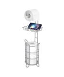 Toilet Paper Holder Stand with Middle Shelf Storage - Gray | Free Standing Bathroom Tissue Holder for Mega Rolls - A-gray - Buy Online on GoSupps.com
