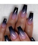 Shop Long Press on Nails - Purple & Black Gradient Coffin Style | Reusable Acrylic French False Nails for Women & Girls - Buy Online on GoSupps.com