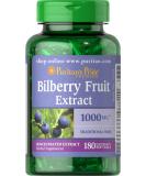 Puritan's Pride Bilberry 1000mg - 2 Pack, 180 Softgels - Buy Online on GoSupps.com